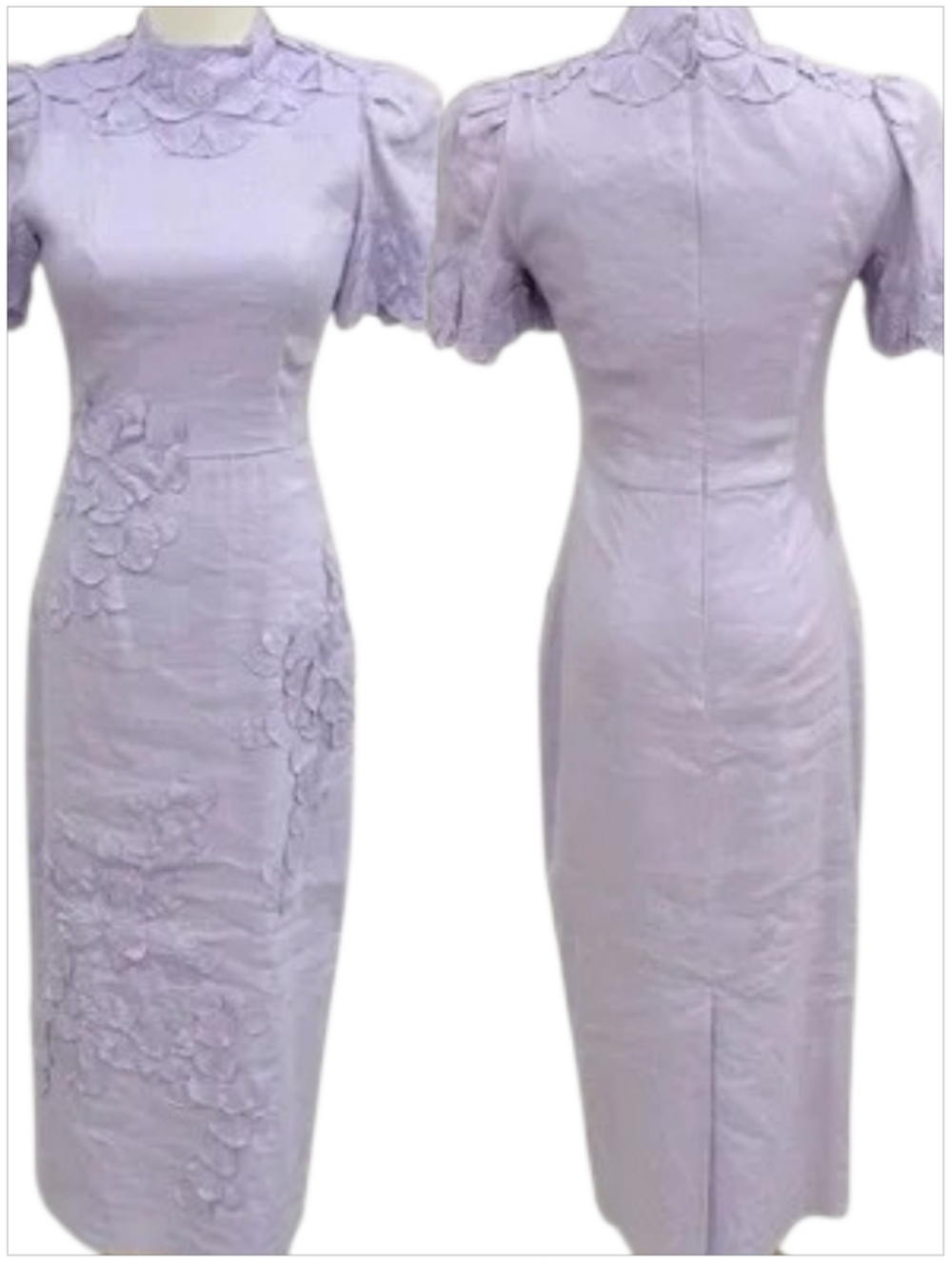 Antonio Melani Willow Floral Applique Mock Neck Midi Dress  Purple Sz 10 NWT - Picture 3 of 11